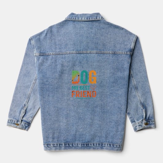 Hund mein bester Freund Retro-Design Jeansjacke (Rückseite)