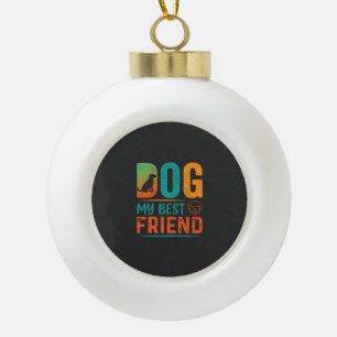 Hund mein bester Freund Retro-Design Keramik Kugel-Ornament