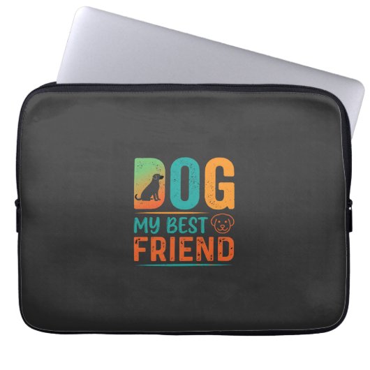Hund mein bester Freund Retro-Design Laptopschutzhülle (Vorderseite)