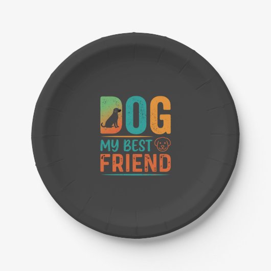 Hund mein bester Freund Retro-Design Pappteller (Vorderseite)