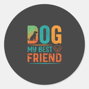Hund mein bester Freund Retro-Design Runder Aufkleber
