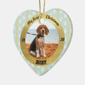 Hund mein erster Weihnachtsjunge Welpen Foto Name Keramik Ornament (Links)