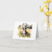 Hund mit alter Hütte BLANK Karte (Gelbe Blume)