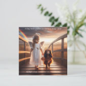 Hund mit Angel Cross Rainbow Bridge Sympathy Card Karte (Stehend Vorderseite)