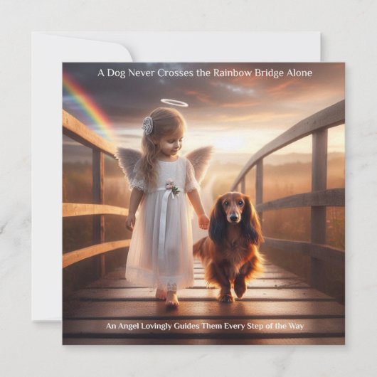 Hund mit Angel Cross Rainbow Bridge Sympathy Card Karte (Vorderseite)