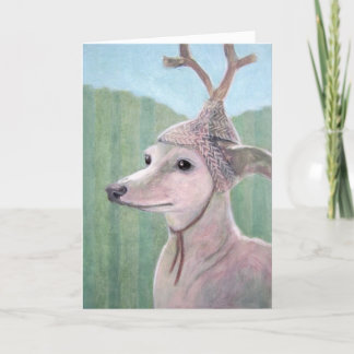 Hund mit Antler Weihnachtskarte Feiertagskarte