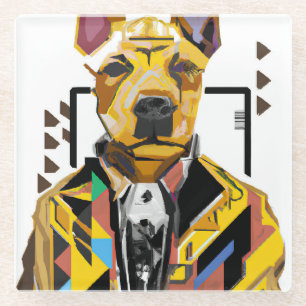 Hund mit Anzug: Digitale Kunst Glasuntersetzer