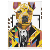 Hund mit Anzug: Digitale Kunst Klemmbrett (Rückseite)
