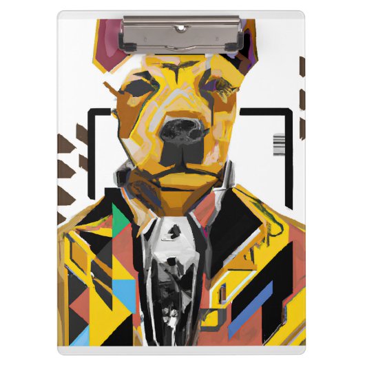 Hund mit Anzug: Digitale Kunst Klemmbrett (Vorderseite)