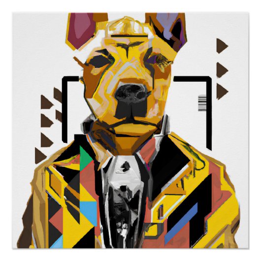 Hund mit Anzug: Digitale Kunst Poster (Vorderseite)