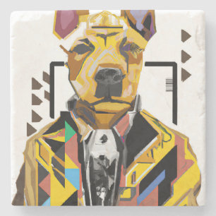 Hund mit Anzug: Digitale Kunst Steinuntersetzer