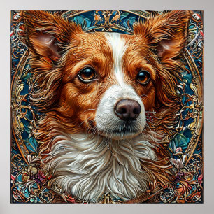 Hund mit aufwendigem dekorativem Hintergrund Poster