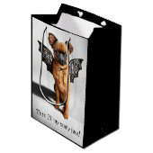 Hund mit Baderingen Mittlere Geschenktüte (Vorderseite Schrägansicht)