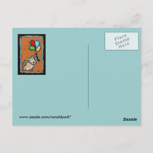 Hund mit Ballons Postkarte (Rückseite)