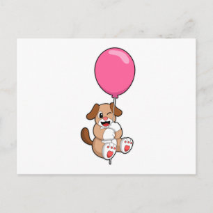 Hund mit Balloon Postkarte
