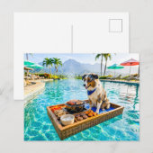 Hund mit BBQ-Grill-Schwimmfloat Postkarte (Vorne/Hinten)