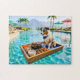 Hund mit BBQ-Grill-Schwimmkörper Puzzle