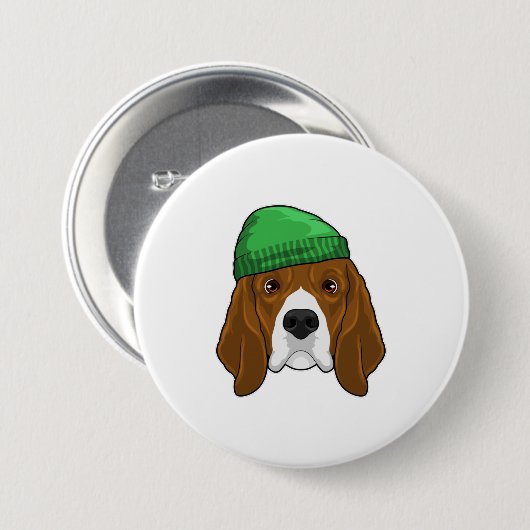 Hund mit Beanie Button (Vorne & Hinten)