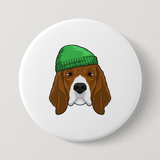 Hund mit Beanie Button (Vorderseite)