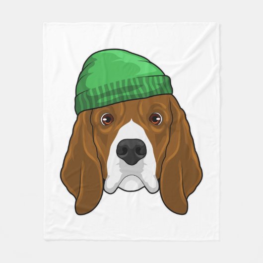 Hund mit Beanie Fleecedecke (Vorderseite)