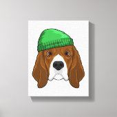 Hund mit Beanie Leinwanddruck (Vorderseite)