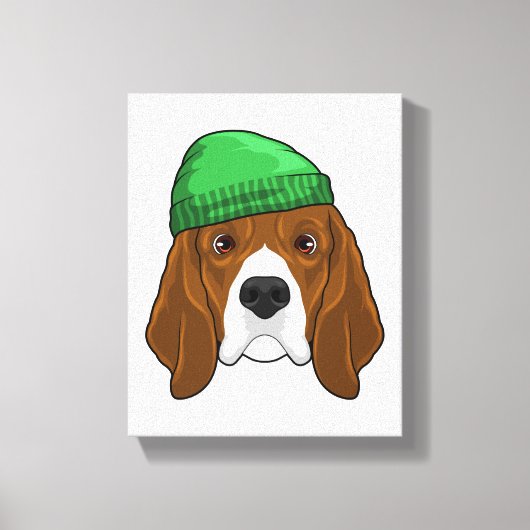 Hund mit Beanie Leinwanddruck (Vorderseite)