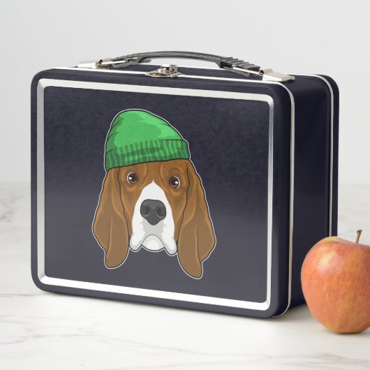 Hund mit Beanie Metall Brotdose (Beispiel)