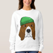 Hund mit Beanie Sweatshirt (Vorderseite)