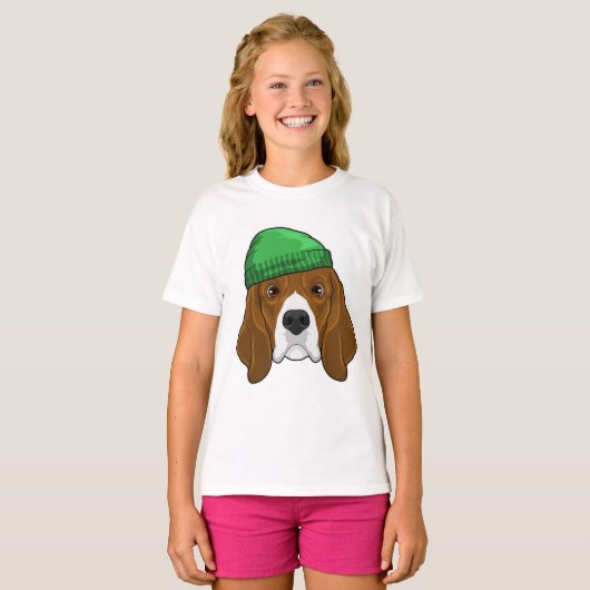 Hund mit Beanie T-Shirt (Vorne ganz)