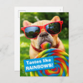 Hund mit Big Lollipop Einladungspostkarte (Vorne/Hinten)