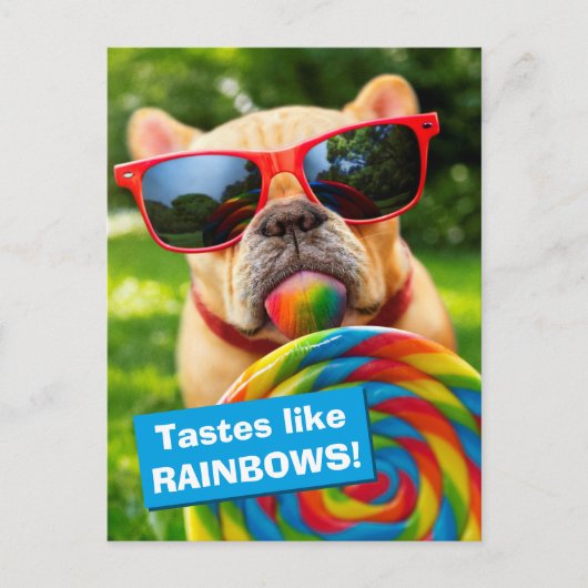 Hund mit Big Lollipop Einladungspostkarte (Vorderseite)