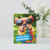 Hund mit Big Lollipop Einladungspostkarte (Stehend Vorderseite)