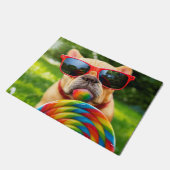 Hund mit Big Lollipop Fußmatte (Schrägansicht)