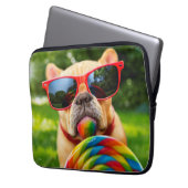 Hund mit Big Lollipop Laptopschutzhülle (Vorderseite Links)