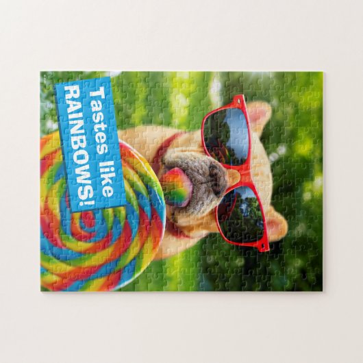 Hund mit Big Lollipop Puzzle (Horizontal)