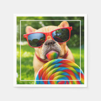 Hund mit Big Lollipop Serviette