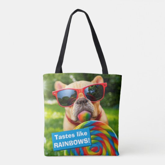 Hund mit Big Lollipop Tasche (Rückseite)