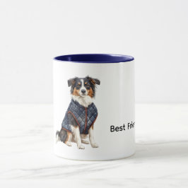 Hund mit blauem Mantel Tasse