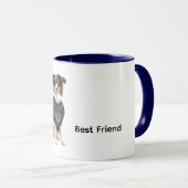 Hund mit blauem Mantel Tasse (VorderseiteRechts)