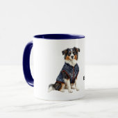 Hund mit blauem Mantel Tasse (Vorderseite Links)