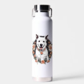 Hund mit Blume Trinkflasche (Vorne)