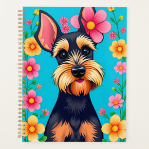 Hund mit Blumen eingerahmt Planer