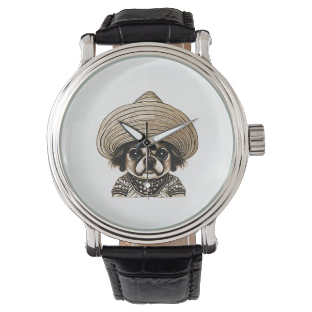 Hund mit brauner Farbe Armbanduhr (Vorderseite)