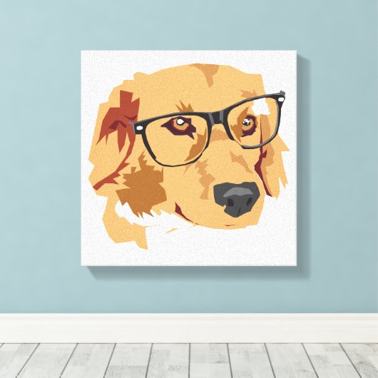 Hund mit Brille Canvas drucken Leinwanddruck (Insitu (Holzboden))