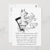 Hund mit Brille liest das Papier Postkarte (Vorne/Hinten)