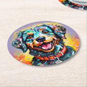 Hund mit Brille Runder Pappuntersetzer (Angewinkelt)