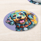 Hund mit Brille Runder Pappuntersetzer (Angewinkelt)