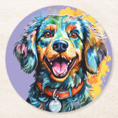 Hund mit Brille Runder Pappuntersetzer (Vorderseite)