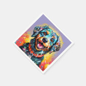 Hund mit Brille Serviette (Ecke)