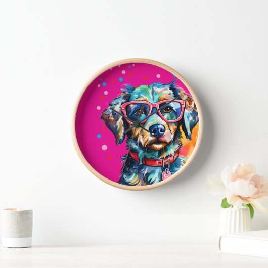 Hund mit Brille Uhr (Zuhause)
